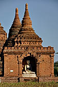 Bagan Myanmar. Cluster of red brick temples near Min myaw yaza  